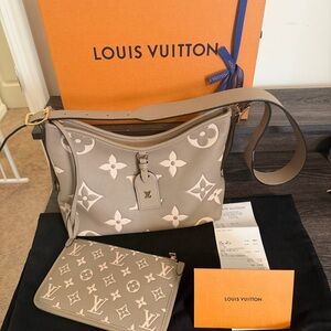 Louis Vuitton Tourterelle Bicolor Giant Monogram Empreinte Carryall PM Bag